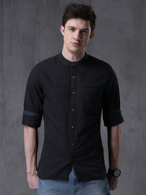

WROGN Men Navy Solid Casual Shirt, Navy blue