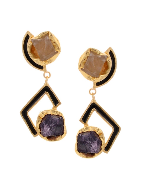 

Tistabene Gold-Plated & Black Contemporary Drop Earrings