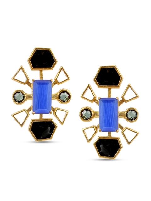 

Tistabene Blue Gold-Plated Stone Studded Contemporary Studs Earrings