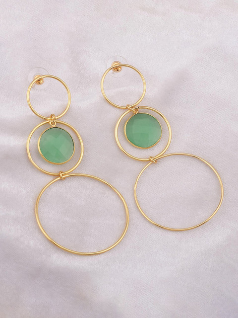 

Tistabene Green & Gold-Toned Contemporary Drop Earrings