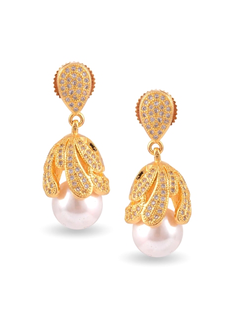 

Tistabene White & Gold-Plated Contemporary Jhumkas Earrings