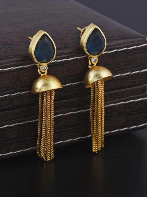 

Tistabene Gold-Plated & Blue Contemporary Drop Earrings