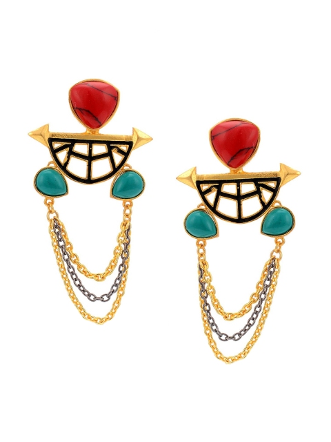 

Tistabene Green Contemporary Gold-Plated Drop Earrings