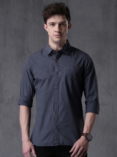 

WROGN Men Navy Solid Casual Shirt, Navy blue
