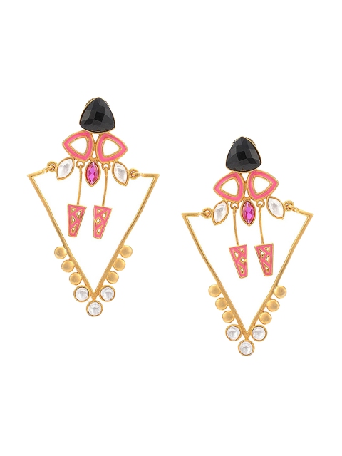 

Tistabene Gold-Toned & Black Contemporary Drop Earrings