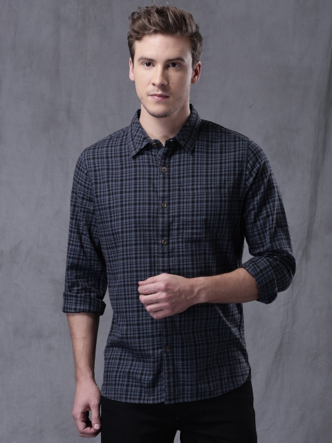 

WROGN Men Grey Slim Fit Checked Casual Shirt