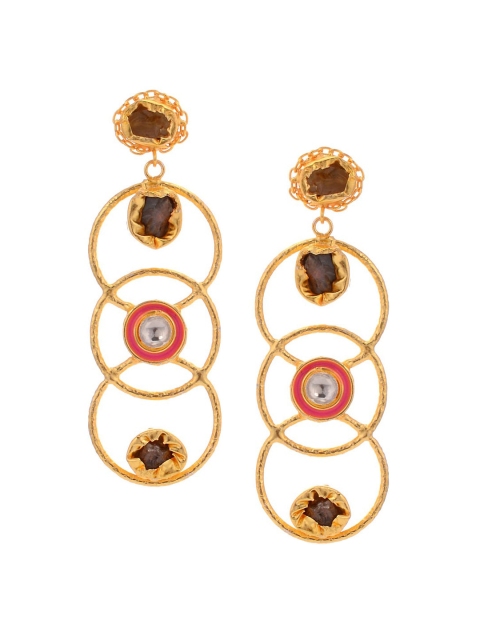 

Tistabene Gold-Plated & Pink Geometric Drop Earrings