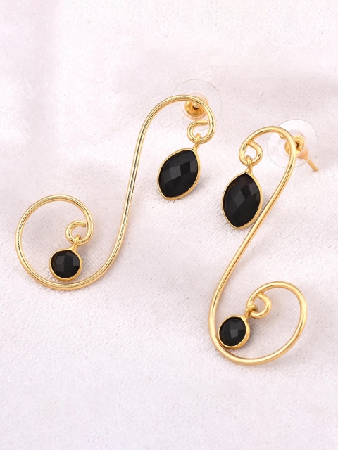 

Tistabene Gold-Plated & Black Contemporary Drop Earrings