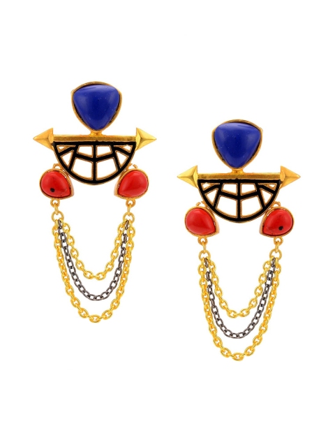 

Tistabene Gold-Plated & Blue Contemporary Drop Earrings