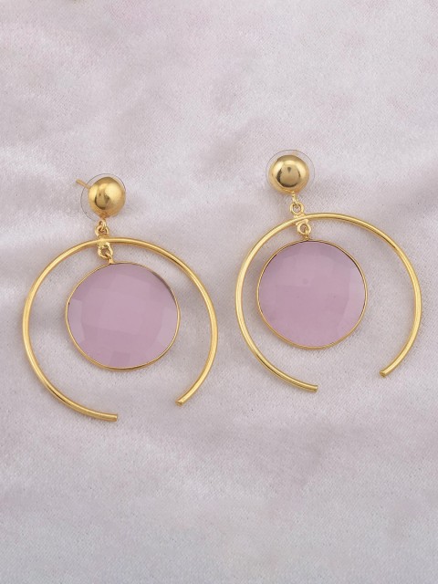

Tistabene Pink & Gold-Toned Contemporary Drop Earrings