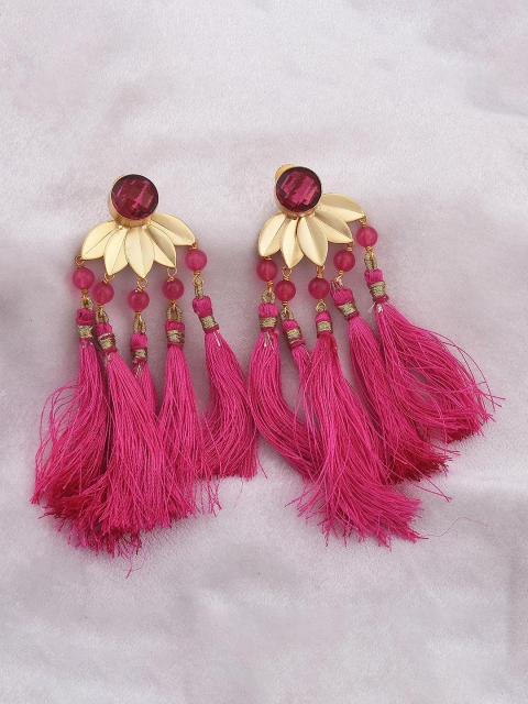 

Tistabene Pink & Gold-Plated Contemporary Drop Earrings