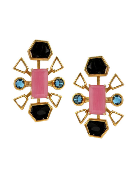 

Tistabene Gold-Toned & Blue Contemporary Studs Earrings