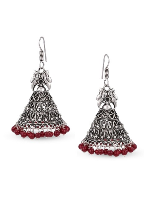 

Tistabene Red Contemporary Jhumkas Earrings