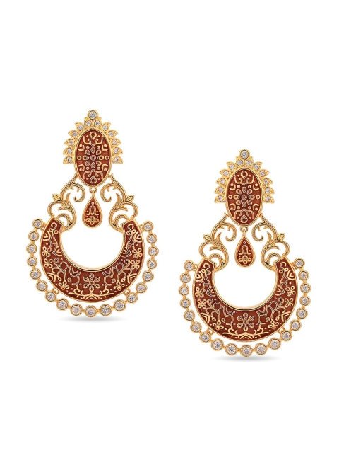 

Tistabene Orange & Gold-Plated Crescent Shaped Chandbalis Earrings