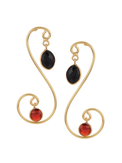 

Tistabene Black & Gold-Plated Contemporary Drop Earrings
