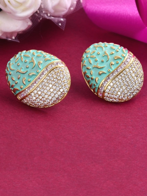 

Tistabene White & Turquoise Blue Contemporary Studs Earrings