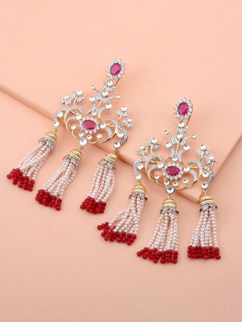 

Tistabene Gold-Plated & Red Contemporary Drop Earrings
