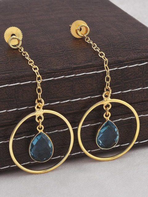 

Tistabene Blue & Gold-Plated Geometric Drop Earrings
