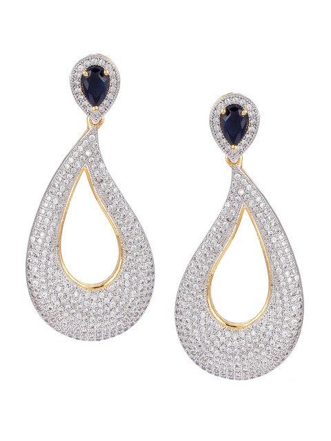 

Tistabene Gold-Plated & White Teardrop Shaped Drop Earrings