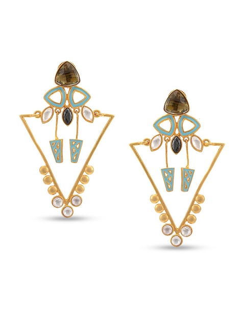 

Tistabene Gold-Plated & Brown Geometric Drop Earrings