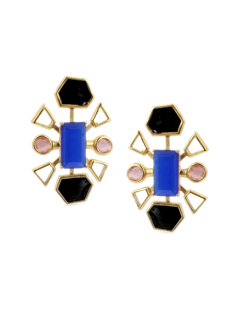 

Tistabene Blue & Gold-Toned Contemporary Studs Earrings
