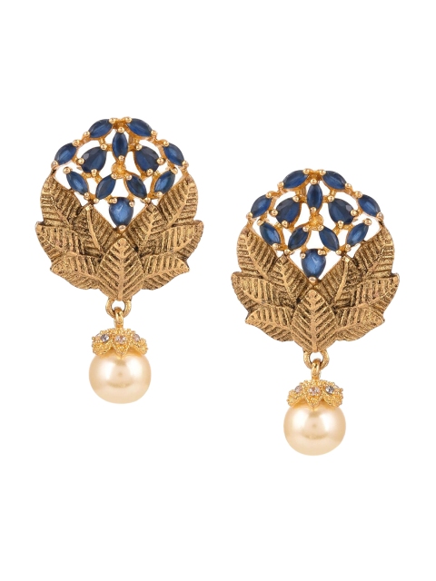 

Tistabene Blue & Gold-Plated Floral Drop Earrings