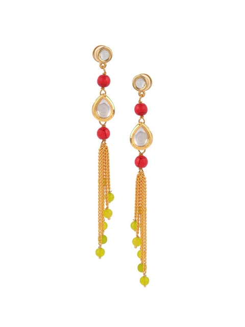 

Tistabene Gold-Toned & White Contemporary Drop Earrings