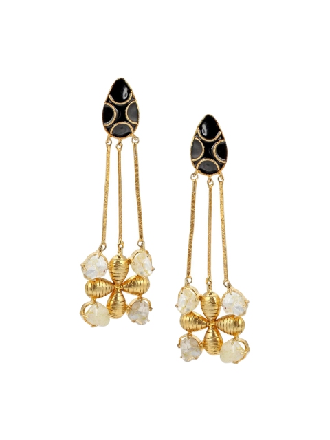 

Tistabene Black Contemporary Gold-Plated Drop Earrings