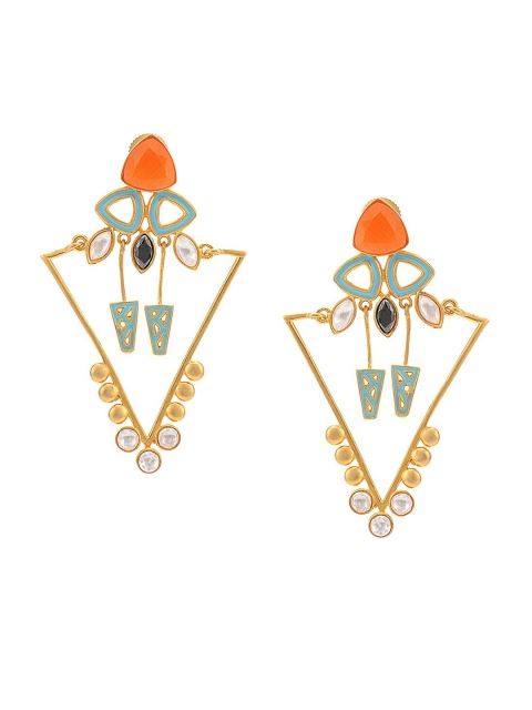 

Tistabene Gold-Toned & Black Contemporary Drop Earrings