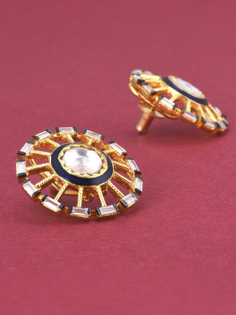 

Tistabene White Contemporary Gold-Plated Kundan Studs Earrings