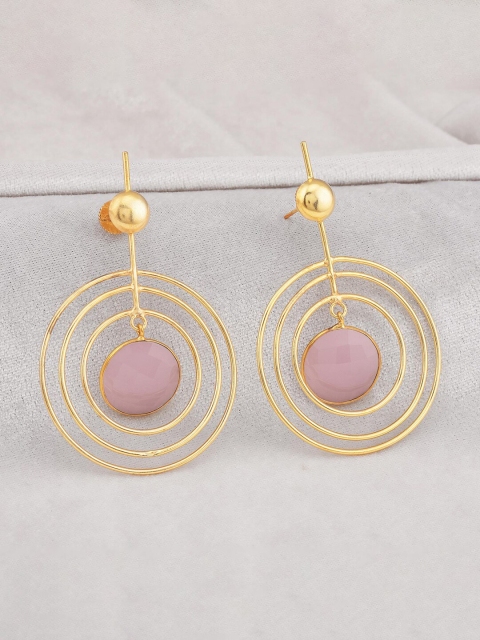

Tistabene Gold-Plated Pink Contemporary Drop Earrings
