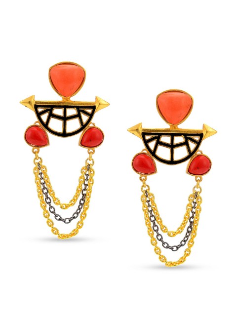 

Tistabene Red & Gold-Plated Contemporary Drop Earrings