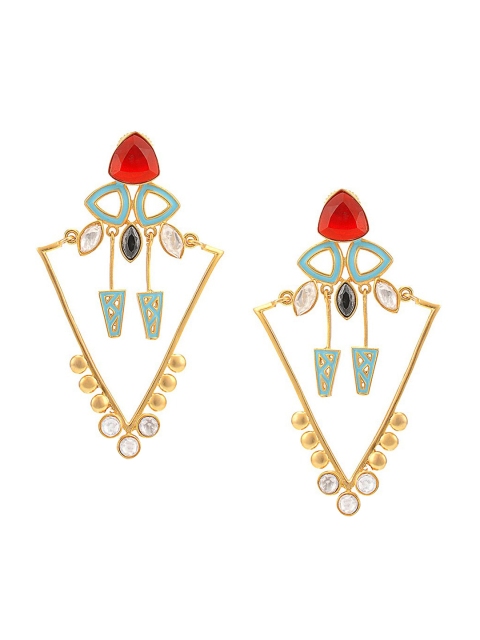 

Tistabene Gold-Plated & White Triangular Drop Earrings