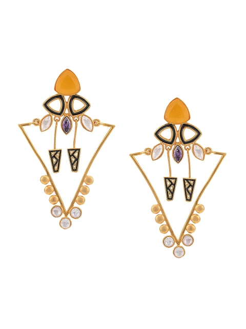 

Tistabene Gold-Plated & Blue Contemporary Drop Earrings