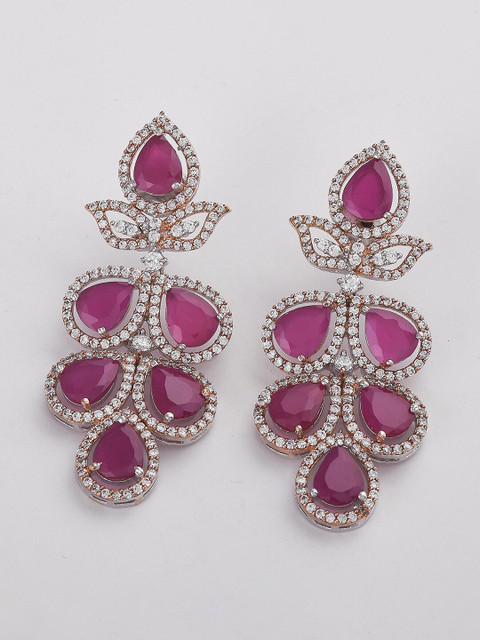 

Tistabene Purple & Silver-Toned Contemporary Drop Earrings