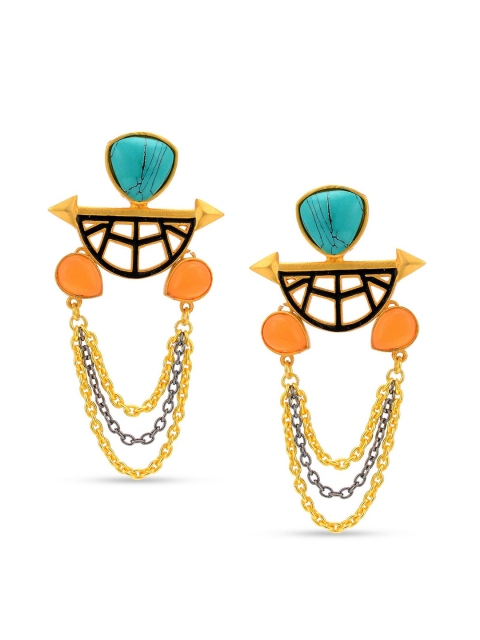

Tistabene Green & Gold-Toned Contemporary Studs Earrings