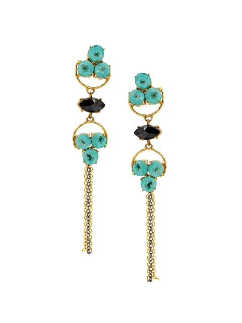 

Tistabene Black & Sea Green Contemporary Drop Earrings