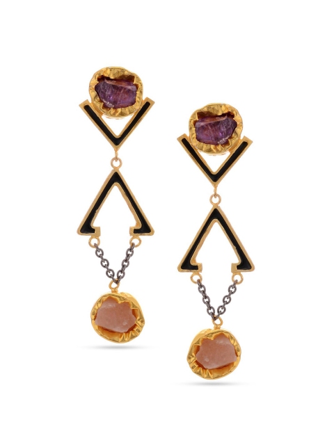 

Tistabene Gold-Toned & Black Contemporary Drop Earrings