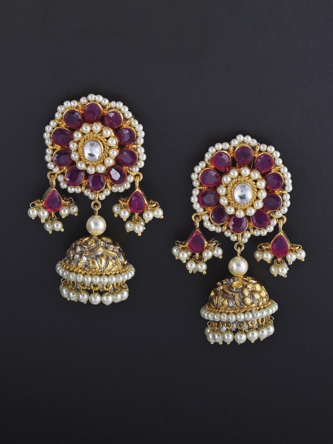 

Tistabene Gold-Toned Contemporary Gold-Plated Jhumkas Earrings