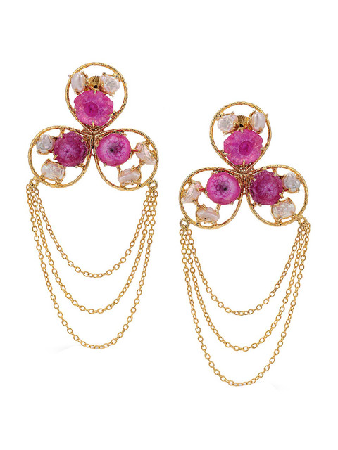 

Tistabene Pink & Gold-Toned Contemporary Drop Earrings