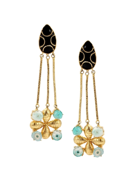 

Tistabene Black Contemporary Gold-Plated Drop Earrings