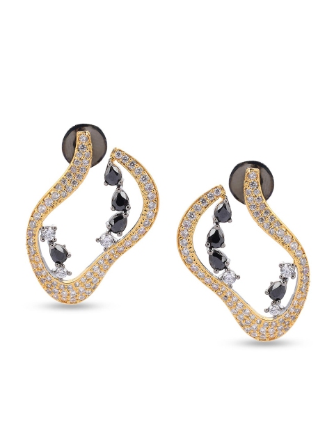 

Tistabene Black Contemporary Rhodium-Plated Studs Earrings