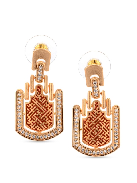 

Tistabene Orange Contemporary Gold-Plated Drop Earrings