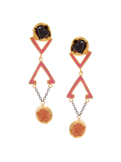

Tistabene Pink & Orange Geometric Studs Earrings