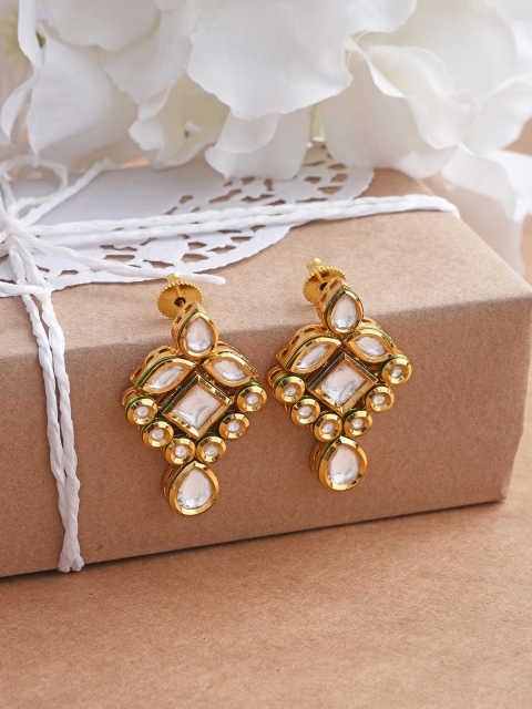 

Tistabene White & Gold-Toned Contemporary Studs Earrings