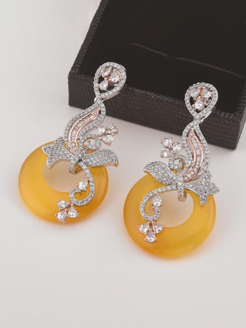 

Tistabene White & Gold-Plated Contemporary Drop Earrings