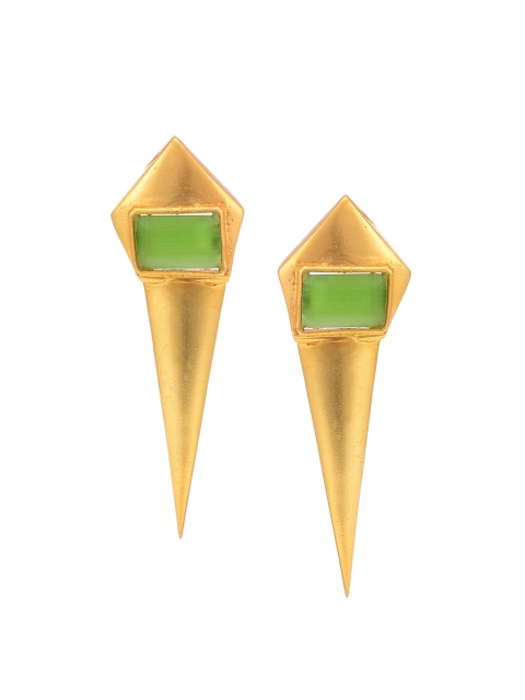 

Tistabene Green Contemporary Gold-Plated Drop Earrings