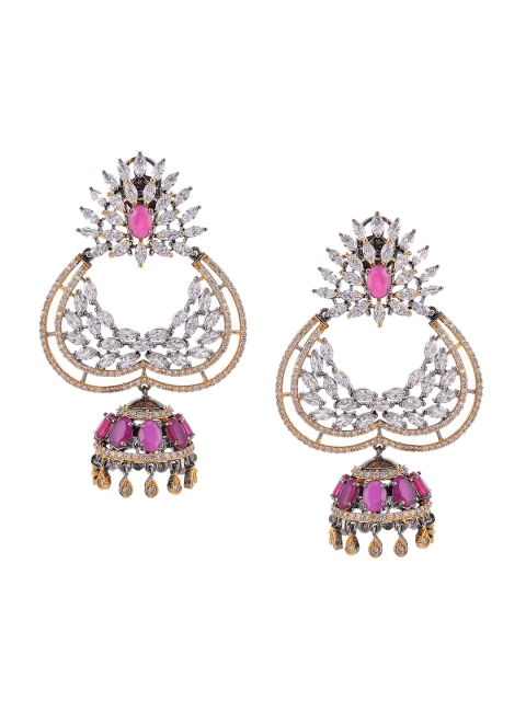 

Tistabene Silver-Toned & Purple Contemporary Jhumkas Earrings
