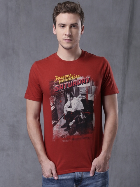

WROGN Red Printed Round Neck T-shirt