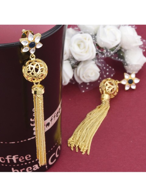 

Tistabene Gold-Plated & Blue Contemporary Drop Earrings